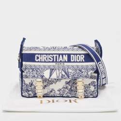 Dior Navy Blue/White Embroidery Canvas Diorcamp Bag