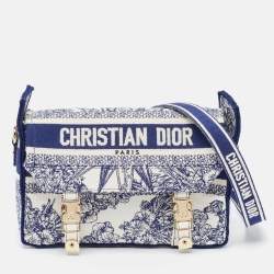 Dior Navy Blue/White Embroidery Canvas Diorcamp Bag