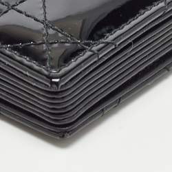 Pre Owned Dior Black Cannage Patent Leather Lady Dior 5 Gusset Card Holder