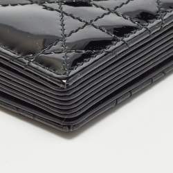Pre Owned Dior Black Cannage Patent Leather Lady Dior 5 Gusset Card Holder