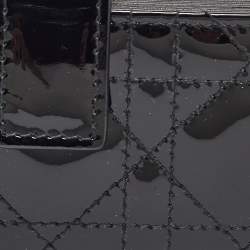 Pre Owned Dior Black Cannage Patent Leather Lady Dior 5 Gusset Card Holder