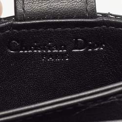 Pre Owned Dior Black Cannage Patent Leather Lady Dior 5 Gusset Card Holder