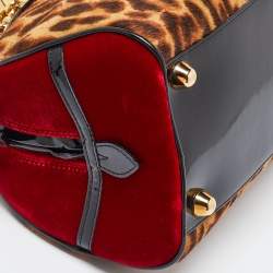 Pre Owned Dior Multicolor Leopard Print Calfhair, Velvet and Patent Leather Gambler Dice Bag