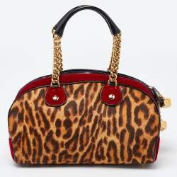 Pre Owned Dior Multicolor Leopard Print Calfhair, Velvet and Patent Leather Gambler Dice Bag