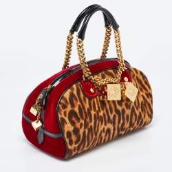 Pre Owned Dior Multicolor Leopard Print Calfhair, Velvet and Patent Leather Gambler Dice Bag