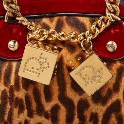 Pre Owned Dior Multicolor Leopard Print Calfhair, Velvet and Patent Leather Gambler Dice Bag