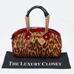 Pre Owned Dior Multicolor Leopard Print Calfhair, Velvet and Patent Leather Gambler Dice Bag