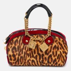 Pre Owned Dior Multicolor Leopard Print Calfhair, Velvet and Patent Leather Gambler Dice Bag