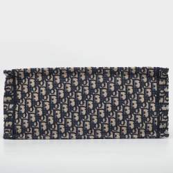 Pre Owned Dior Navy Blue Oblique Embroidered Canvas Large Book Tote