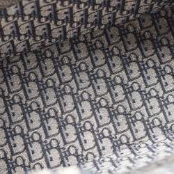 Pre Owned Dior Navy Blue Oblique Embroidered Canvas Large Book Tote