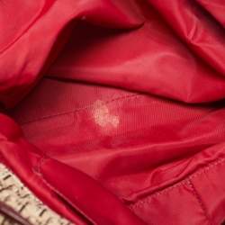 Pre Owned Dior Beige/Maroon Oblique Canvas,Suede and Patent Leather Tote