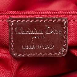 Pre Owned Dior Beige/Maroon Oblique Canvas,Suede and Patent Leather Tote