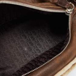 Pre Owned حقيبة كتف ديور فلايت سويدي وصوف بنية فاتحة