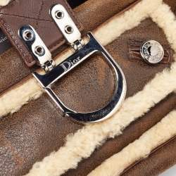 Pre Owned حقيبة كتف ديور فلايت سويدي وصوف بنية فاتحة