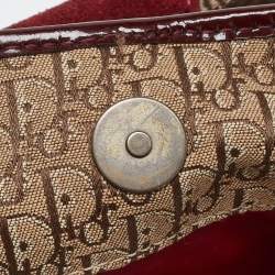 Pre Owned حقيبة كتف ديور فلايت سويدي وصوف بنية فاتحة