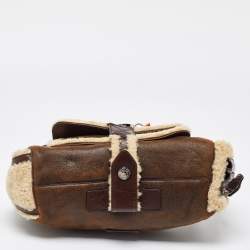 Pre Owned حقيبة كتف ديور فلايت سويدي وصوف بنية فاتحة