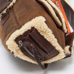 Pre Owned حقيبة كتف ديور فلايت سويدي وصوف بنية فاتحة