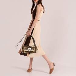 Pre Owned حقيبة كتف ديور فلايت سويدي وصوف بنية فاتحة