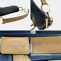 Dior Navy/Beige Denim Saddle Shoulder Bags