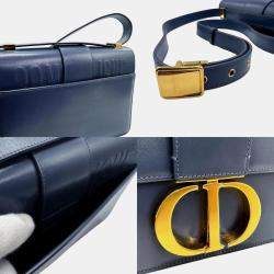 Dior Navy Blue Leather 30 Montaigne Shoulder Bags