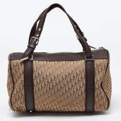 Pre Owned Dior Beige/Brown Oblique Canvas and Leather Street Chic Boston Bag