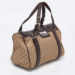 Pre Owned Dior Beige/Brown Oblique Canvas and Leather Street Chic Boston Bag