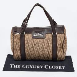 Pre Owned Dior Beige/Brown Oblique Canvas and Leather Street Chic Boston Bag