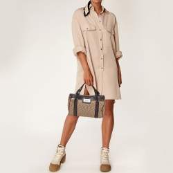 Pre Owned Dior Beige/Brown Oblique Canvas and Leather Street Chic Boston Bag
