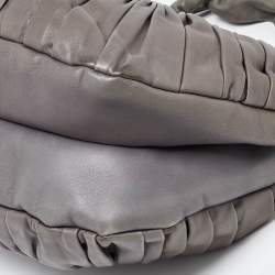 Pre Owned Dior Grey Pleated Leather Plisse Tote