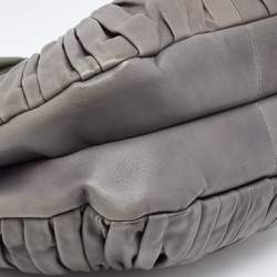 Pre Owned Dior Grey Pleated Leather Plisse Tote