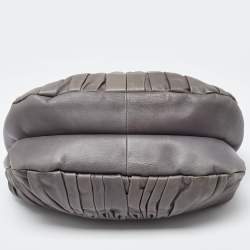 Pre Owned Dior Grey Pleated Leather Plisse Tote