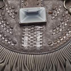 Pre Owned Dior Grey Pleated Leather Plisse Tote