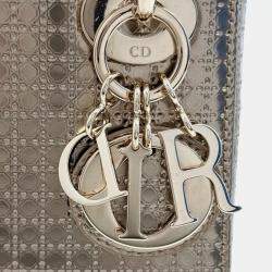 Pre Owned Christian Dior Gold Cannage Leather Lady dior Mini Top Handle Bag