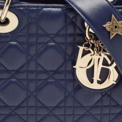 Pre Owned Dior Dark Blue Cannage Leather Small My ABCDior Lady Dior Tote