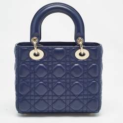 Pre Owned Dior Dark Blue Cannage Leather Small My ABCDior Lady Dior Tote