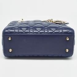 Pre Owned Dior Dark Blue Cannage Leather Small My ABCDior Lady Dior Tote