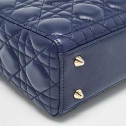 Pre Owned Dior Dark Blue Cannage Leather Small My ABCDior Lady Dior Tote