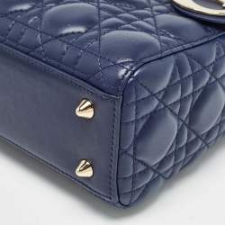 Pre Owned Dior Dark Blue Cannage Leather Small My ABCDior Lady Dior Tote