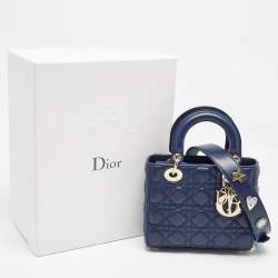 Pre Owned Dior Dark Blue Cannage Leather Small My ABCDior Lady Dior Tote