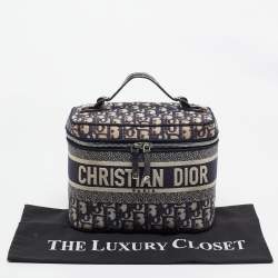 Pre Owned Dior Navy Blue Oblique Canvas Diortravel Vanity Case