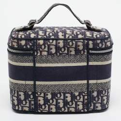 Pre Owned Dior Navy Blue Oblique Canvas Diortravel Vanity Case