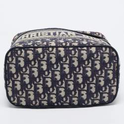 Pre Owned Dior Navy Blue Oblique Canvas Diortravel Vanity Case