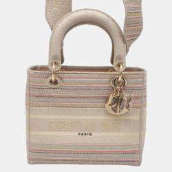 Dior Beige/Multicolor Canvas Lady D-Lite Medium Bag