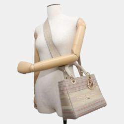 Dior Beige/Multicolor Canvas Lady D-Lite Medium Bag