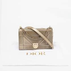 Dior Gold Microcannage Patent Leather Medium Diorama Shoulder Bag