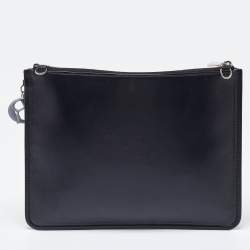 Dior Black/Blue Mesh and Leather Stardust Flat Pouch