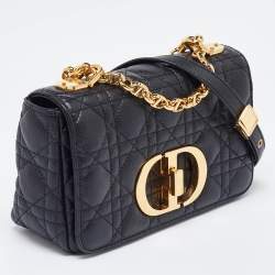 Pre Owned Dior Black Cannage Leather Small Caro Shoulder Bag