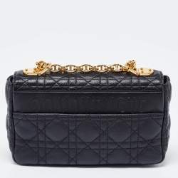 Pre Owned Dior Black Cannage Leather Small Caro Shoulder Bag