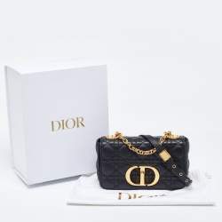 Pre Owned Dior Black Cannage Leather Small Caro Shoulder Bag