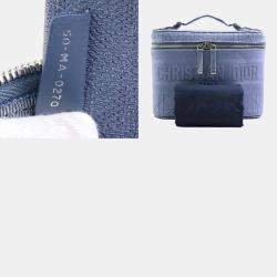 Dior Blue Cannage Embroidery Canvas DiorTravel Vanity Case Bag